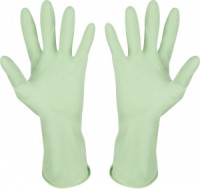 Перчатки латексные (резиновые) с х/б напылением, зеленые, размер S 101278 Рыжий Кот