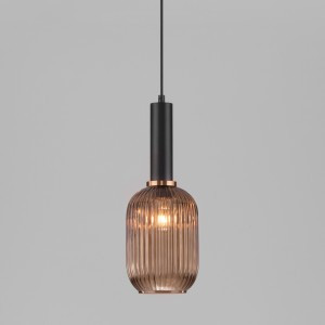 EUROSVET св-к подвесной 1x40W E27 140x140x1130 черный/янтарный Bravo 50181/1