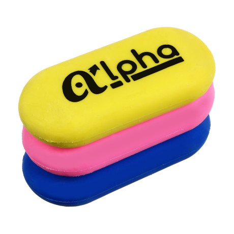 ClipStudio Ластик овальный "Альфа", 5,7х2,6х1,2см, цветной, улучшенное стирание, ТПР, 3 цвета