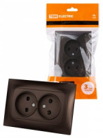 TDM ЛАМА роз. СУ двойная 2П 10А 250В с защ. шт. шоколад (7!) SQ1815-0512