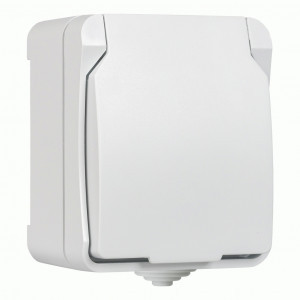 SmartBuy Сатурн роз. ОУ 1 мест. земля 16А с крышкой белая IP54 SBE-04g-16-S1-Z