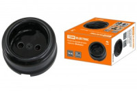 TDM Болонь роз. 1 мест. 10А черная фарфоровая 250В Ретро SQ1820-0005