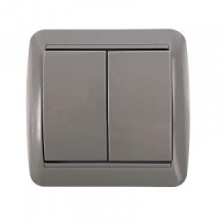 UNIVersal Клио выкл. ОУ 2 кл. 10А IP44 серый (корп. ABS) К2223-Gr