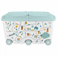 Ящик для игрушек на колесах 66,5л Путешествие (68,5*39,5*38,5см), св-голубой 43138513152 Бытпласт