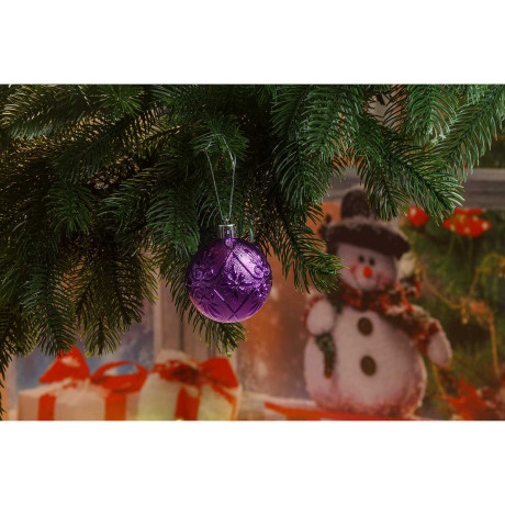 Шар Р32-4 6шт 6см (фактур.цветок,вензель) Сиреневый (140)