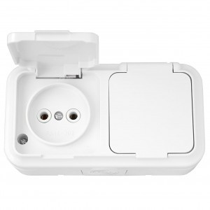 Bylectrica ПРАЛЕСКА АКВА роз. ОУ 2 мест. 16А (пластик, крышка, IP54) бел. РА16-302