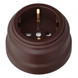 Bylectrica РЕТРО роз. ОУ 1 мест. ШОКОЛАД (земля, корп. ABS-пластик) (16А)  РА16-0202 шоколад