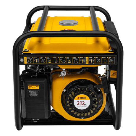 Генератор бензиновый PS 25, 2.5 кВт, 230 В, 15 л, ручной стартер Denzel