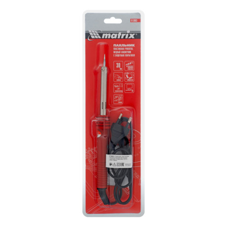 Паяльник, пластиковая рукоятка, медный наконечник с долговечным защитным покрытием, 220 В, 30 W Matrix