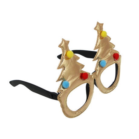 СНОУ БУМ Очки новогодние с елочками, 14см, пластик, полиэстер