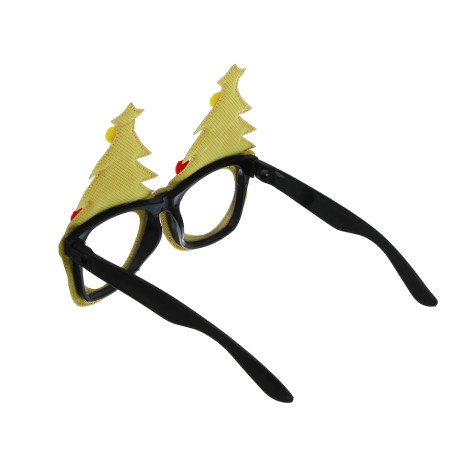 СНОУ БУМ Очки новогодние с елочками, 14см, пластик, полиэстер