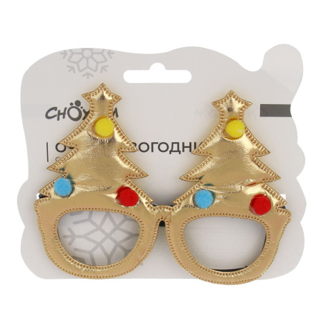 СНОУ БУМ Очки новогодние с елочками, 14см, пластик, полиэстер