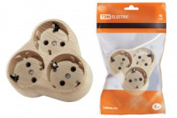 TDM разветвитель (тройник) 3роз. 16А Эко сосна, земля (10!) SQ1806-0077