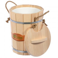 Запарник 9л, с крышкой, пластиковая вставка, липа, 32052 Банные штучки