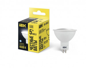IEK лампа св/д MR16 GU5.3 220V 5W(500lm) 6500К 6K 52х50  матовая LLE-MR16-5-230-65-GU5