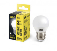 IEK лампа св/д шар G45 E27  3W(300lm) 4000K 4K 83x45 матовая LLE-G45-3-230-40-E27