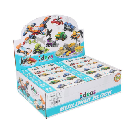 ИГРОЛЕНД Конструктор "Транспорт" 6 в 1, 12,5х3,5х7,5 см, ABS, 12 видов