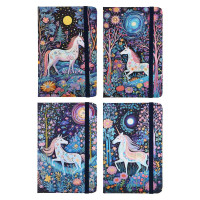 Записная книжка на резинке, А6, 9х14см, 80 л., цветной срез, закладка-лента, Единороги, 4 дизайна