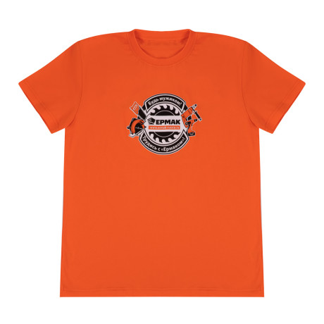 Футболка с принтом ЕРМАК, х/б, цвет черный, оранжевый, размер XXL 52-54 р-р(мерч)