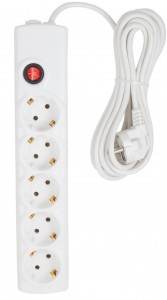 СТАРТ Сетевой фильтр (удл.) ПВС 3x0,75 ZV 5роз. 1,5м. 10А земля, кноп.выкл, негорюч, белый