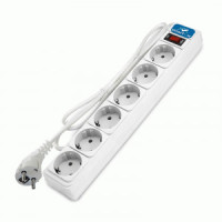 DOMTOK Сетевой фильтр (удл.) ПВС 3х1 6роз. 5м 10А белый земля,выкл, автомат (15!) 2517