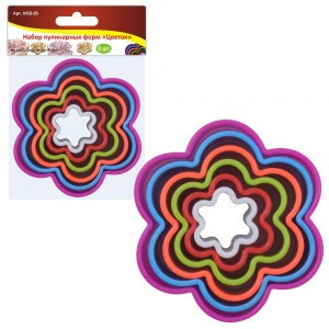 Форма кулинарная "Цветок", 6шт/уп, цена за уп (кратность 6шт!!!) пластик MS8-85 Мультидом