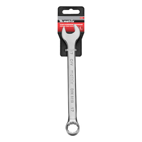 Ключ комбинированный, 17 мм, CrV, полированный хром Matrix