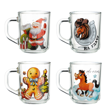 Кружка Символ года 200мл, 4 дизайна, стекло