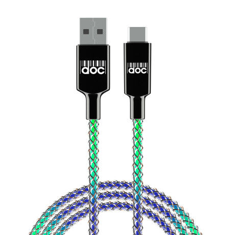 PRILUCHNIY Кабель для зарядки MAGIC LIGHT TYPE-C, 1м, 3А, Быстрая зарядка QC3.0, подсветка