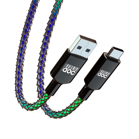 PRILUCHNIY Кабель для зарядки MAGIC LIGHT TYPE-C, 1м, 3А, Быстрая зарядка QC3.0, подсветка