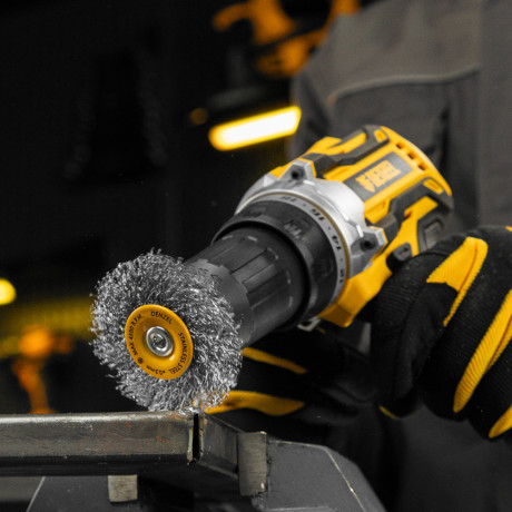 Щетка для дрели, 60 мм, Плоская, со шпилькой, нержавеющая витая проволока Denzel