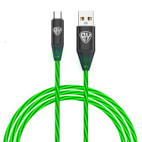 BY Кабель для зарядки Светящийся Type-C, 1м, 2.4А, Быстрая зарядка, подсв. зеленая, Герои, ЛЕШИЙ