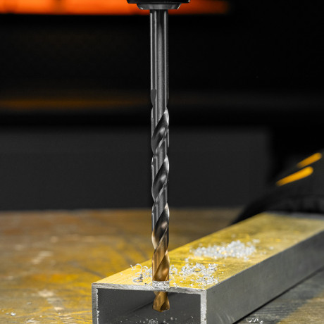 Сверло спиральное по металлу 10 х 184 мм, Р6М5, Golden Tip, удлиненное Denzel
