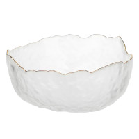 MILLIMI Салатник 13.5x13.5x6см, стекло, прозрачный с золотой каймой