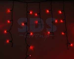 "Гирлянда-бахрома ул. Айсикл 88LED красн. 2,4 х 0,6м/24нит. черн.ПВХ, IP44, 7,5W 255-042 Neon Night