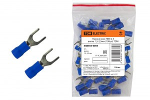 TDM наконечник НВИ 2-5 вилка 1,5-2,5мм син. dвилки=5мм Sпров=1,5-2,5мм  SQ0503-0005