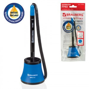 Ручка шарик. наст. масл. BRAUBERG "Стенд-Пен №1" корпус чер./синий, узел 0,7мм, синяя 141884