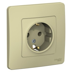 Systeme Electric BLANCA роз. СУ 1 мест. 16А беж. (пл.осн., земля, изол.пл.) BLNRS001017(10!)