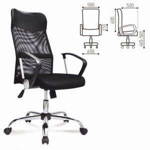Кресло оператора BRABIX "Flash MG-302", 110кг, экокожа/ткань/сетка/хром (топ-ган) черное, 530867