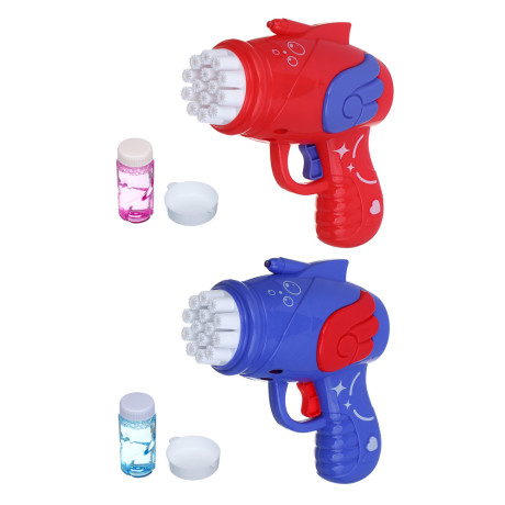 ИГРОЛЕНД Пистолет для выдувания мыльных пузырей, PP, 3хАА, 50мл., мыльный р-р, 15х6,6х14,5см, 3 диз.