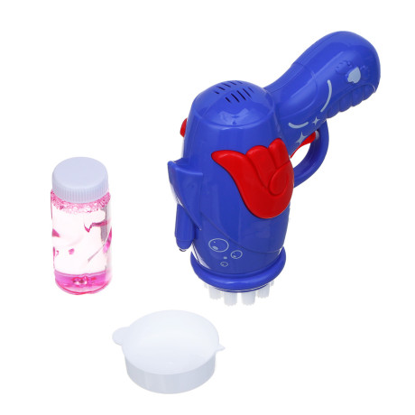 ИГРОЛЕНД Пистолет для выдувания мыльных пузырей, PP, 3хАА, 50мл., мыльный р-р, 15х6,6х14,5см, 3 диз.