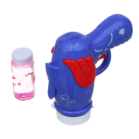 ИГРОЛЕНД Пистолет для выдувания мыльных пузырей, PP, 3хАА, 50мл., мыльный р-р, 15х6,6х14,5см, 3 диз.