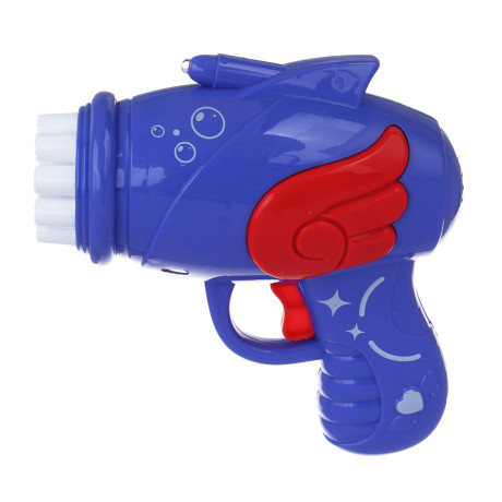 ИГРОЛЕНД Пистолет для выдувания мыльных пузырей, PP, 3хАА, 50мл., мыльный р-р, 15х6,6х14,5см, 3 диз.