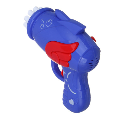 ИГРОЛЕНД Пистолет для выдувания мыльных пузырей, PP, 3хАА, 50мл., мыльный р-р, 15х6,6х14,5см, 3 диз.