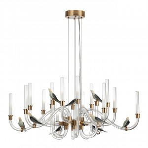 ODEON LIGHT 5431/37L зол.(под латунь)/бел градиент/беж/зел./стекл/керам. Люстра LED 37W 4000K LARK