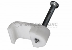 REXANT скоба плоская с гвоздем пластик.  8мм х 3мм (упак. 50 шт.), (10!) 07-4207