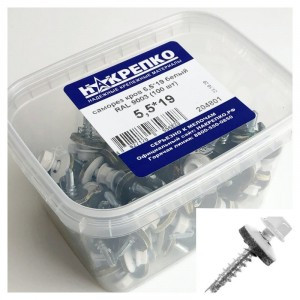 Саморез кровельный 5,5*19 белый RAL 9003 (100 шт EC) (цена за уп) НАКРЕПКО 204801