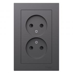 Systeme Electric AtlasDesign роз. СУ 2 мест., шторки, 16А, БАЗАЛЬТ ATN001422 (6!)