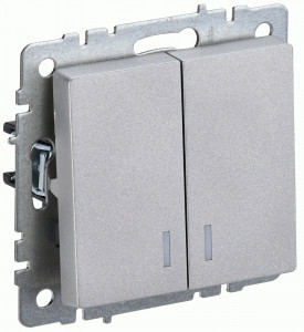 IEK BRITE мех. выкл. 2 кл. инд. 10А ВС10-2-1-БрА алюм. BR-V20-1-10-K47