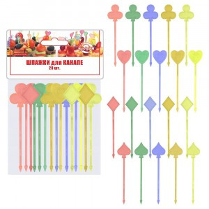 Шпажки д/канапе "Карты", н-р 20шт/уп,цена за уп, 90мм (кратность 10шт!!!), пластик МГ76-66 Мультидом